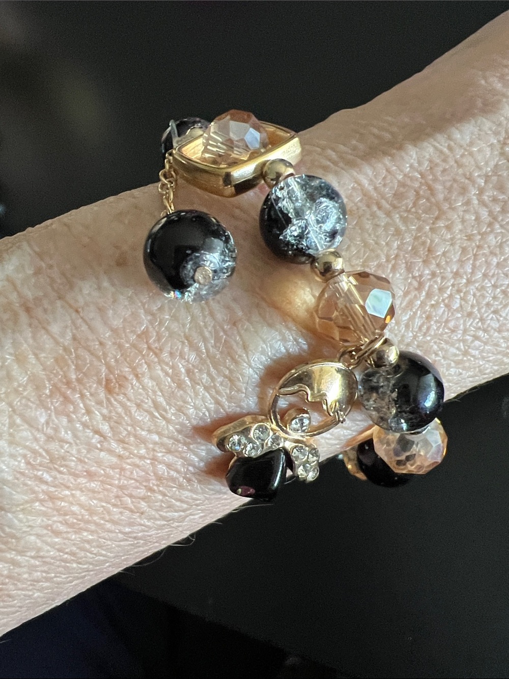 Black and clear Crystal Bead and Angel charm Bracelet - Picture 3 of 3